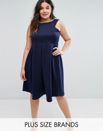 Be Jealous Plus Skater Prom Midi Dress - Navy