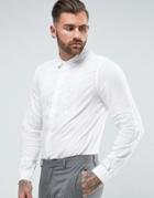 Asos Regular Fit Viscose Shirt With Lace Bib - White