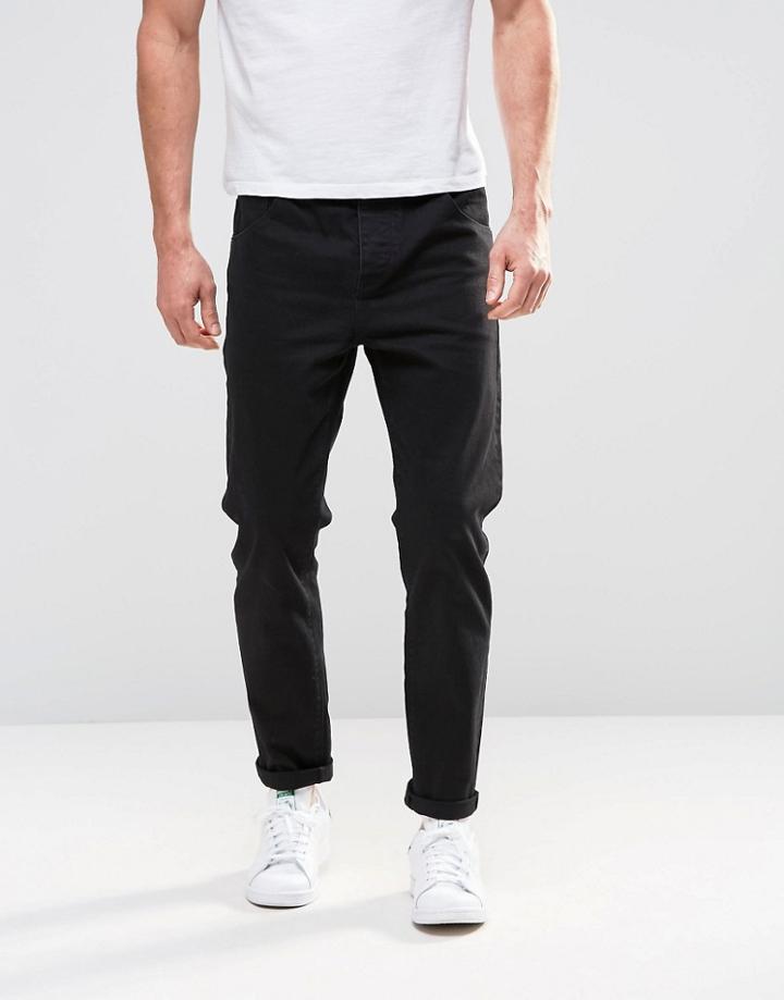 Asos Stretch Tapered Jeans In Black - Black