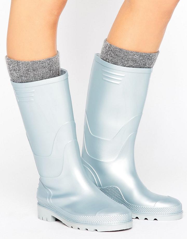 Juju Vintage Metallic Wellington Boot - Silver