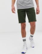 Asos Design Slim Denim Shorts In Green - Green