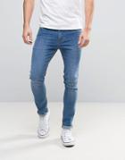 Asos Super Skinny Jeans In Mid Blue - Blue