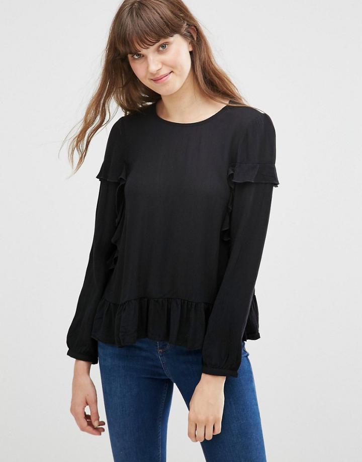 Vero Moda Tenna Ruffle Sweater In Black - Black