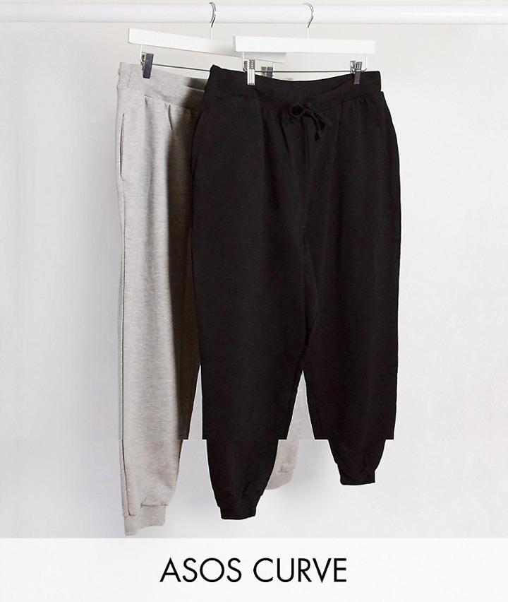 Asos Design Curve Basic Sweatpants With Drawstring 2-pack-multi