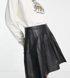Barney's Originals Tall Real Leather Pleated Mini Tennis Skirt-black