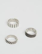 Asos Embellished Ring Pack In Silver - Silver