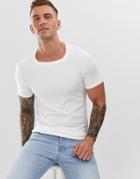 Asos Design Organic Muscle Fit T-shirt With Stretch And Square Neck In White - White