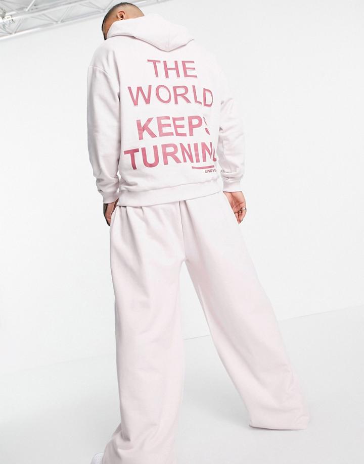 Asos Unrvlld Spply Oversized Hoodie With Embossed Back Logo In Lilac - Part Of A Set-purple