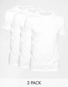 Asos Slim Fit T-shirt With Crew Neck 3 Pack Save 17% - White