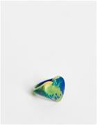 Asos Design Plastic Ring In Heart Shape With Tie Dye Colors-multi
