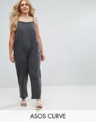 Asos Curve Jersey Minimal Jumpsuit With Ties - Gray