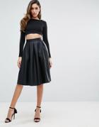 Forever Unique Faux Leather Pleated Skater Skirt - Black