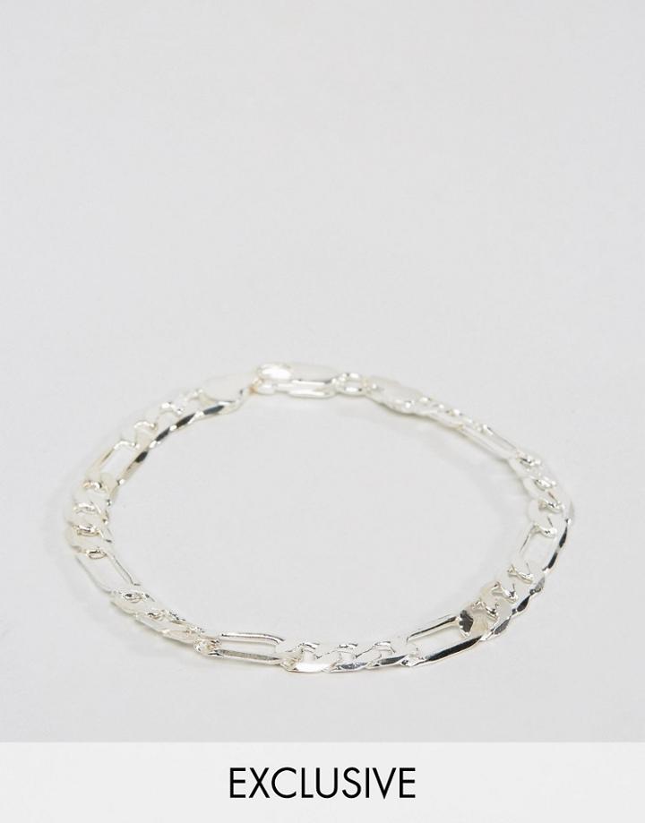 Reclaimed Vintage Inspired Bracelet In Silver Curb Chain - Silver
