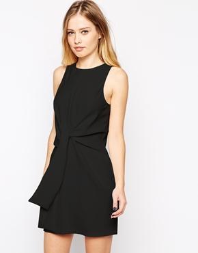 Asos Sleeveless Shift Dress With Tie Waist Detail - Black