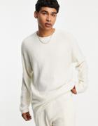 Topman Oversized Knit Sweater In Ecru-white