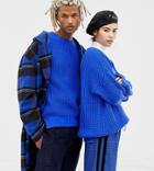 Collusion Unisex Oversized Sweater In Chunky Rib - Blue