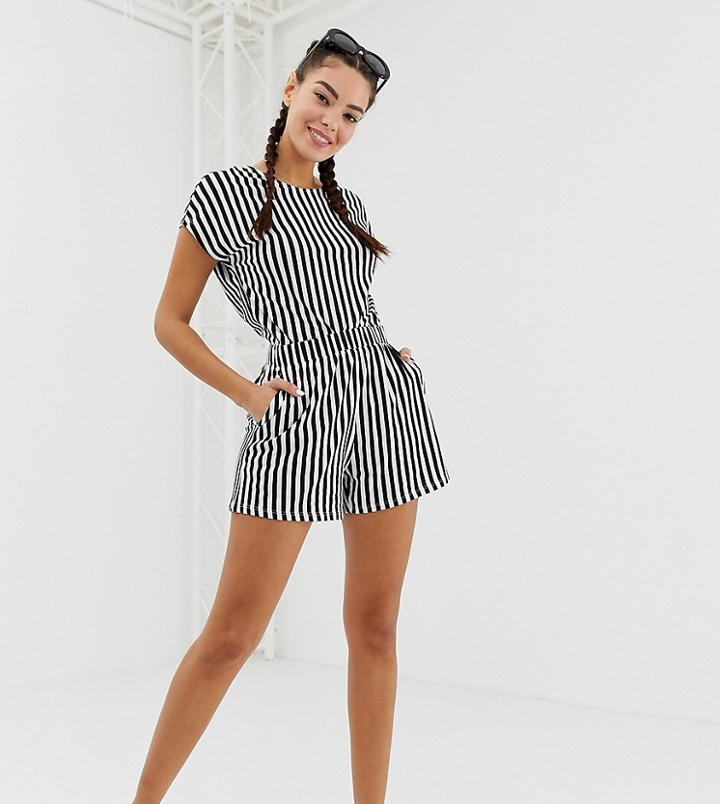 Monki Stripe Shorts In Black And White