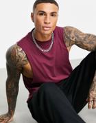Asos Design Oversized Tank Top In Burgundy-red
