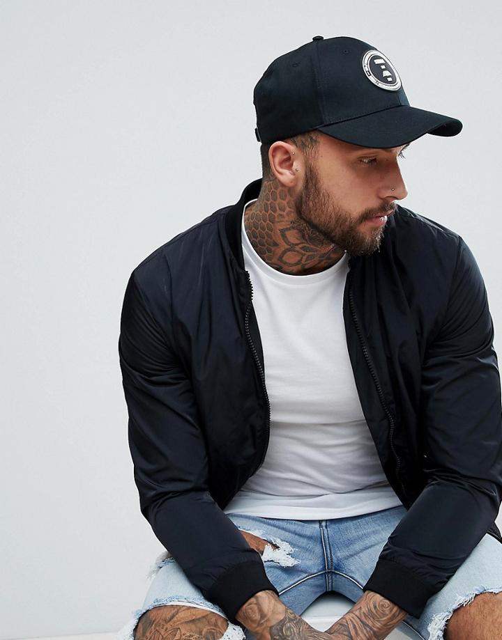 Asos Baseball Cap In Black With Rubber Badge Detail - Black