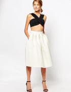 Closet Quilted Jacquard Midi Skirt - Cream