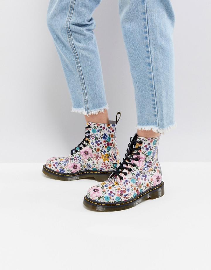 Dr Martens Pascal Lace Up Boot With Floral Print - Multi