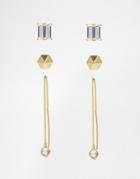 Orelia Luxe Earring Multi Pack - Pale Gold
