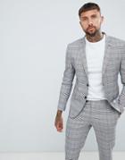 Boohooman Suit Jacket In Prince Of Wales Check - Gray