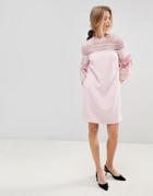 Ted Baker Lucila Shift Dress With Lace Panels - Pink