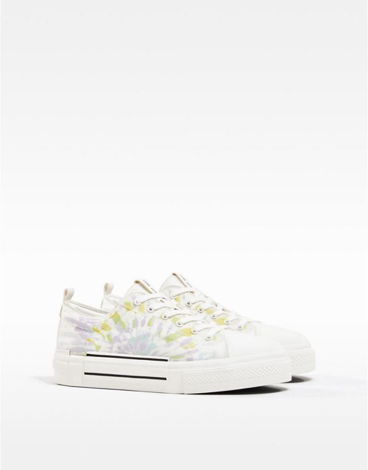 Bershka Sneakers With Tie Dye In White