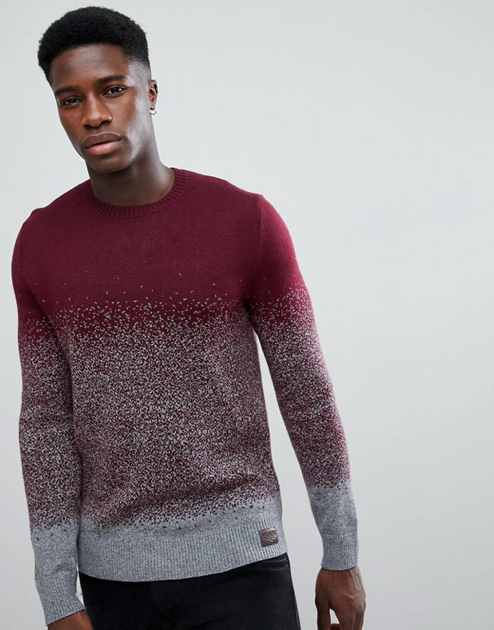 Hollister Hollister Crew Neck Knit Sweater In Burgundy Gray Ombre - Red