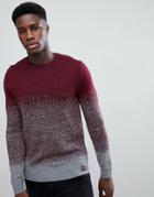 Hollister Hollister Crew Neck Knit Sweater In Burgundy Gray Ombre - Red