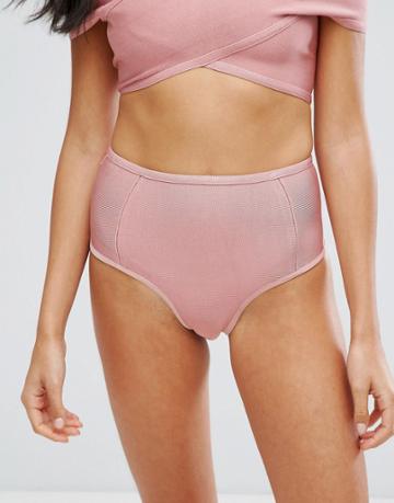 Missguided High Waisted Bandage Bikini Bottoms - Pink