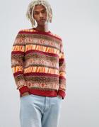 Asos Design Sweater With All Over Pattern - Orange