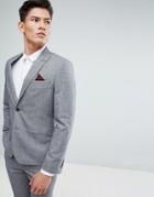 Burton Menswear Slim Suit Jacket In Gray Check - Gray