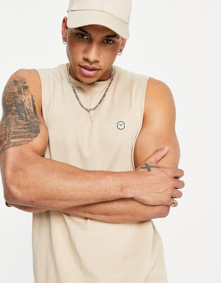Le Breve Sleeveless T-shirt Tank In Stone-neutral