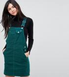 Asos Tall Cord Overall Dress In Emerald Green - Green
