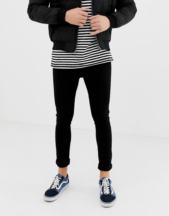 Ldn Dnm Extreme Skinny Fit Jeans In Jet Black