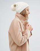 Alice Hannah Chunky Lattice Stitch Beanie - Cream