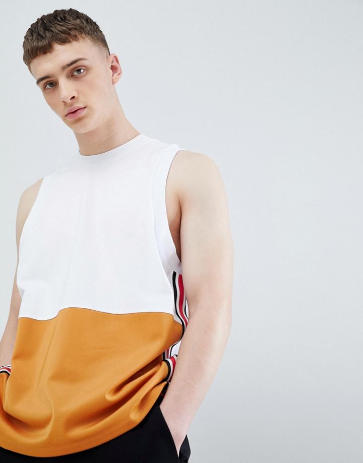 Asos Design Oversized Longline Tank With Color Block And Taping - Yellow