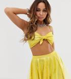 Elsie & Fred Tie Front Top In Gold Glitter Two-piece - Gold