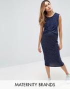 New Look Maternity Wrap Midi Dress - Blue