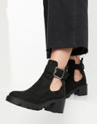 Topshop Cleated Sole Cutout Boots In Black