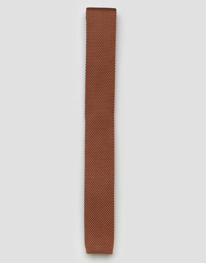 Asos Knitted Tie In Tan - Tan