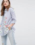 Miss Selfridge Embroidered Stripe Shirt - Multi