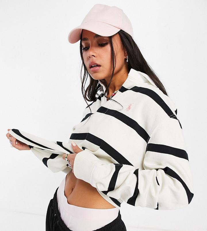 Polo Ralph Lauren X Asos Exclusive Collab Long Sleeve Polo Shirt In Stripe-white