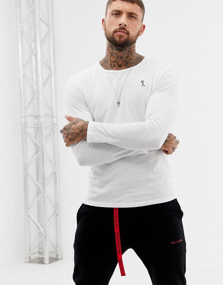 Religion Jersey Long Sleeve Logo T-shirt In White