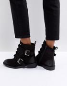 Miss Kg Spice Ruffle Flat Boots - Black
