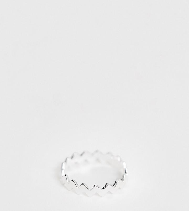 Asos Design Sterling Silver Ring In Flat Squiggle Design - Silver