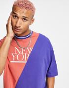 Asos Design Oversized T-shirt In Color Block With New York City Print-multi