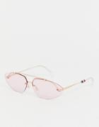 Tommy Hilfiger Slim Oval Sunglasses In Pink - Pink